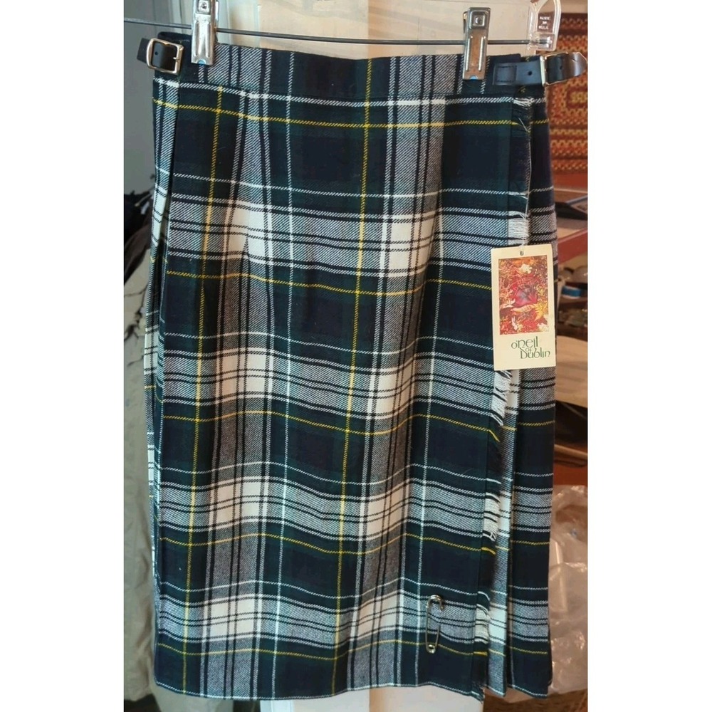 New O'Neil of Dublin Skirt Plaid 34 Age 10/11 Pleated Kilt Ireland Dress Gordon
